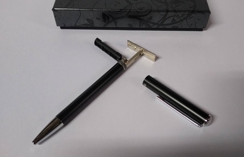 Bolígrafo Con Sello Heri Classic Made In Germany Tinta Azul Exterior Negro (3102)