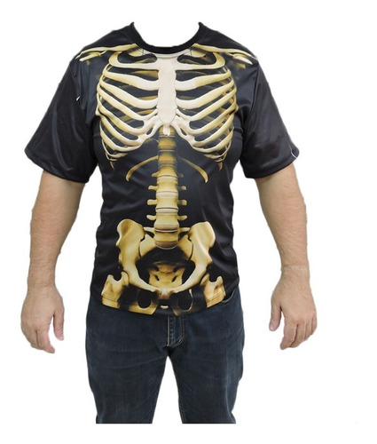 Camiseta Esqueleto Caveira Halloween Adulto Terror