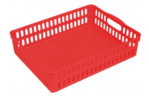 Imagem 1 de 1 de Kit 10 Cestinhas Multiuso Plástico 33x26x8 Vermelha Elloplas