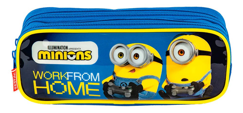 Estojo Duplo 2 Divisao Sestini Minions Gamer Cor Azul