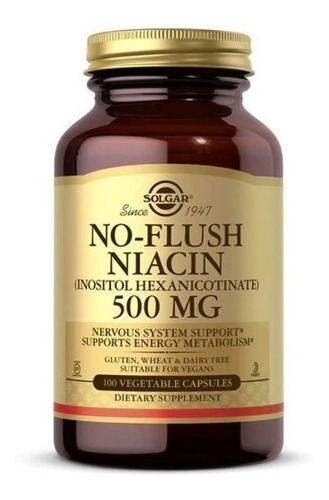 No Flush Niacina 500 Mg 100 Capsulas Solgar