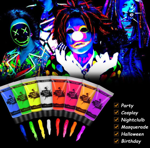 Pintura Fluorescente Para Luz Ultravioleta Uv 8 Colores