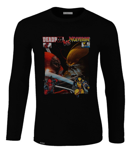Camiseta Manga Larga Hombre Deadpool Superhéroe Comic Lbo2 