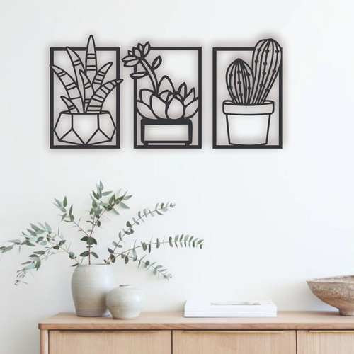 Cuadro Decorativo Lineal Cactus Y Suculentas Sucu 1