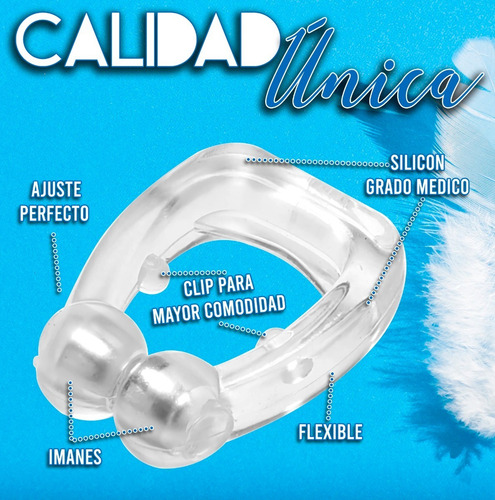 Imagen 3 de 7 de Clip Nasal Magnetico Anti Ronquidos Mejora El Sueño 0-002