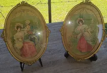 Comprar Cuadros Camafeos En Seda  Con Marcos En Filigrana De Bronce.