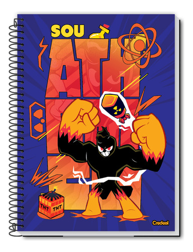 Caderno Escolar 1 Matéria 80 Folhas Athos Com Adesivos Cor Azul