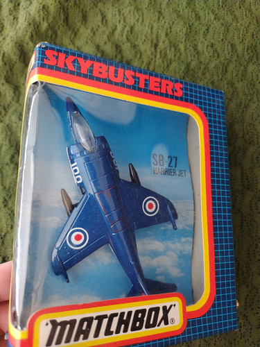 Avión Sb-27 Harrier Jet Raf, Matchbox Skybuster 1:64 Azul (Usado)