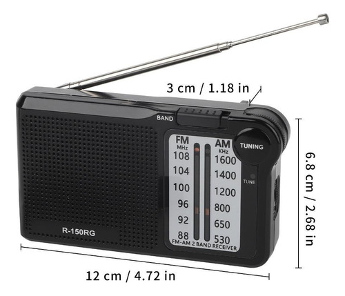 Rádio Portátil Am/fm Recarregavel 355 Com Entrada Usb Type-c