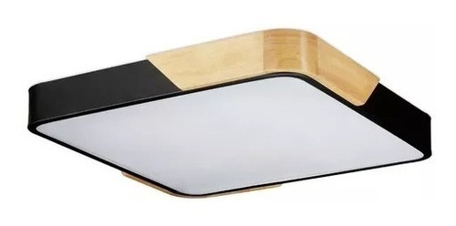 Luminaria Plafon Led Cuadrado 30cm Metal Y Madera Colores