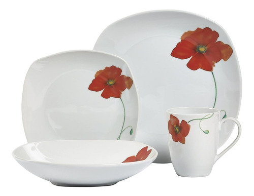 Imagen 1 de 9 de Juego Vajilla Porcelana Flor 16 Piezas Tabletops Gallery