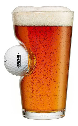 Benshot Pint Glass With Real Golf Ball - 16oz | Made In The.