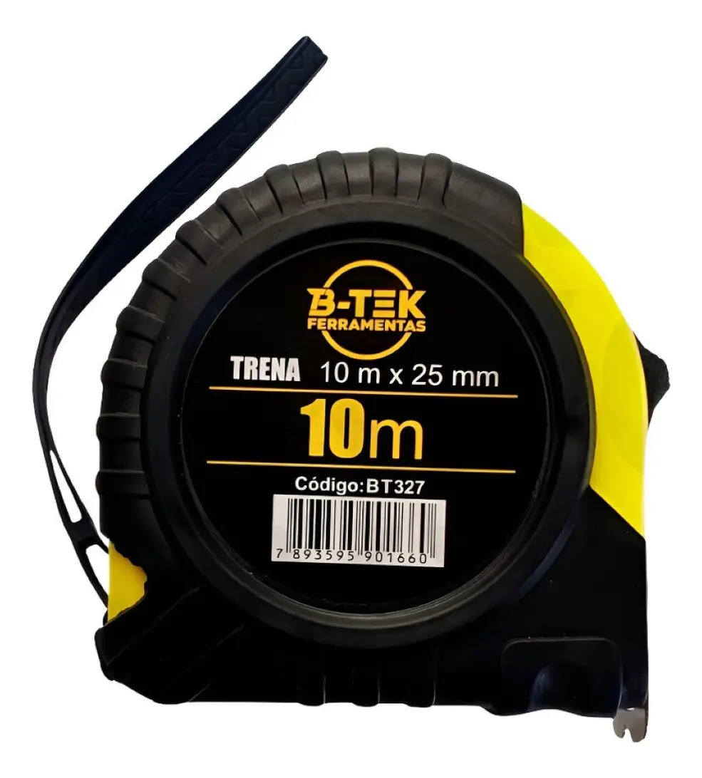 Trena Profissional 10 Metros Aço Emborrachada 25mm Com Trava B-Tek