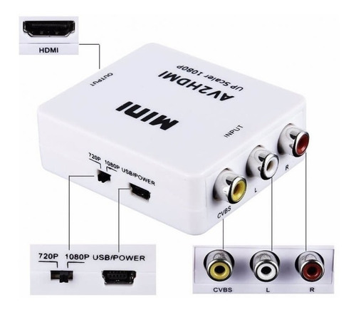 Imagem 4 de 10 de Conversor Adaptador Video Composto 3 Rca Av P/ Hdmi Com Nota