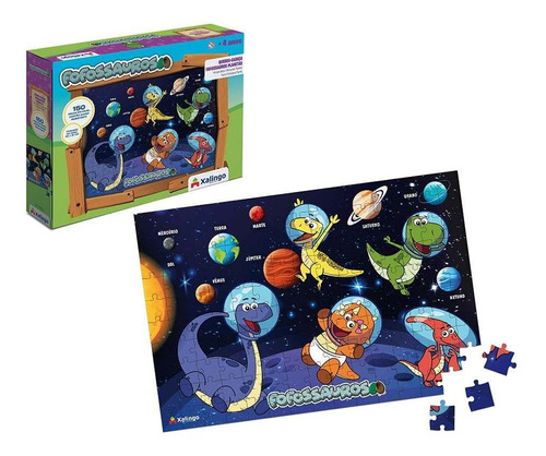 Quebra-cabeça Cartão Planetas Fofossauros Xalingo Brinquedos