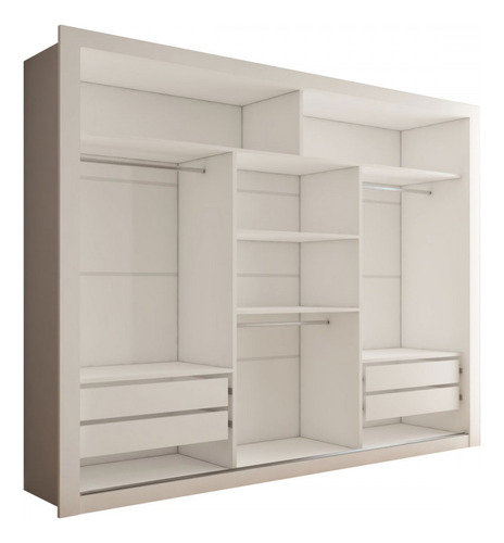 Guarda-roupa Casal Carol 3 Portas Com Espelho Branco - Pm