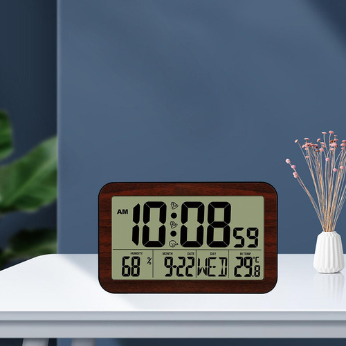Digital Alarm Clock With Oscuro De Madera 20,1x12,4x2,6 Cm