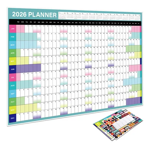 Calendario De Pared 2026 Planificador Anual 7# Verde | Cuotas sin interés