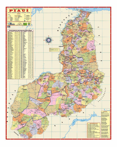 Mapa Estado Do Piauí Politico Escolar Poster Geográfico