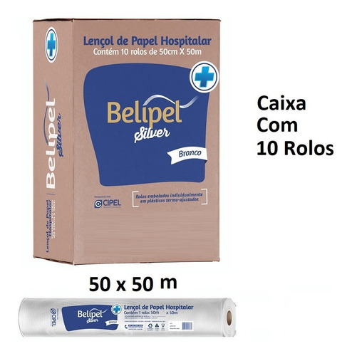 Imagem 1 de 3 de Rolo Lençol Hospitalar Caixa Com 10 Papel Descartável 50x50m