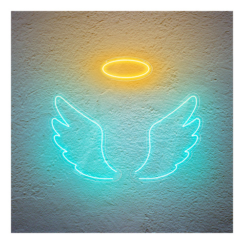 Painel Neon Led Conjunto De Asas De Anjo Iluminação 1,30m