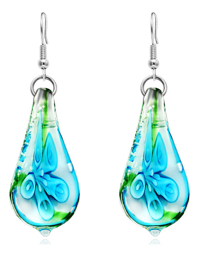 Pendientes Aretes Mujer De Cristal De Murano Con Forma De Fl