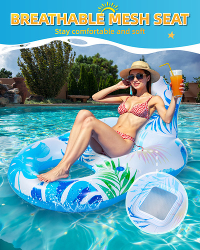Lictin Tumbona De Piscina Con Dosel Upf50+,con Luz Led, Tumbona Inflable, Flotador Grande Para Broncearse Para Adultos Y Niños, Juguetes De Natación Con Portavasos,respaldo Y Reposapiés
