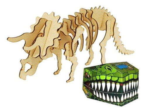 Dinosaurio  Puzzle 3d Triceratops Esqueleto Madera Armar
