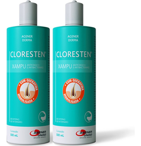Kit 2 Shampoo Antibacteriano Agener Dr.clean Cloresten 500ml