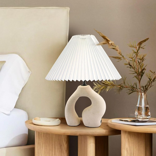 Lámpara De Mesa Plisada De Cerámica Para Dormitorio, Regulab