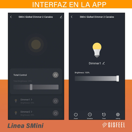 Set Interruptor Dimmer 2 Canales Smini Gisfeel Zigbee Rf Blanco