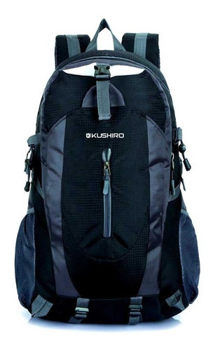 Mochila Kushiro 40 Lts Reforzada Viaje Camping Trekkings Color Negro Diseño De La Tela Liso