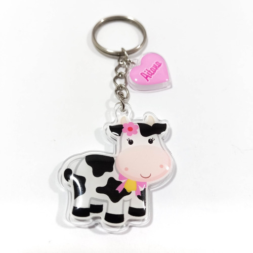 Vaca Lola Llavero Con Dije Corazon Personalizado Baby Shower