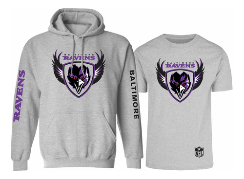 Kit De Sudadera + Playera Modelo 4 Baltimore Ravens