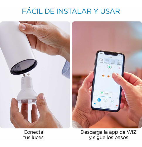 Imagen 4 de 9 de Dicroico Wiz Led Gu10 Cálido/frío Wi-fi Google Alexa