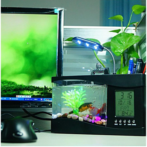 Imagen 7 de 12 de Mini Usb Escritorio Acuario Pantalla Lcd Pecera Reloj