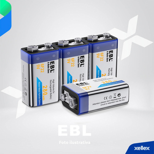 Batería Recargable 9v Ebl Original Ni-mh 280mah X 1 Unidad