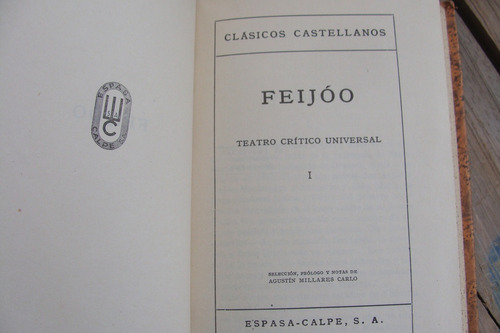 Teatro Critico Universal 1 , Feijóo , Año 1951 (Usado)
