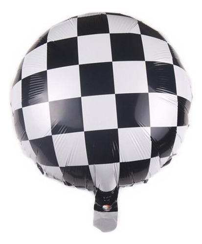 Globo Carro Carreras F1 Nascar Cuadros Negro Blanco Ajedrez