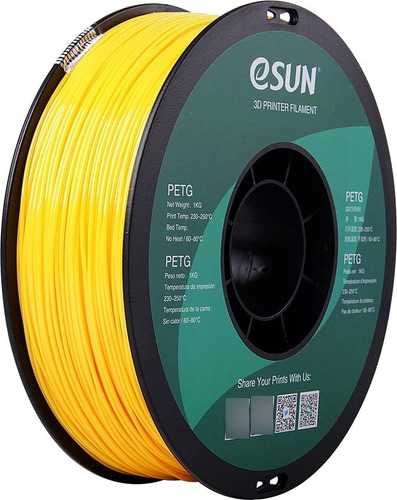 Filamento Esun Petg 1kg 1.75mm Impresora 3d Solid Yellow