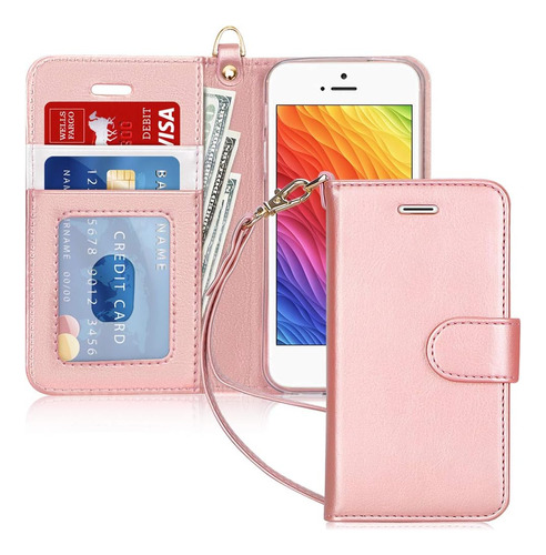 Funda Billetera Para iPhone 5 / 5s / Se (color Rosa)
