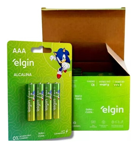 Caixa De Pilha Alcalina Elgin Energy Aaa 10 Cartelas C/ 4 Un