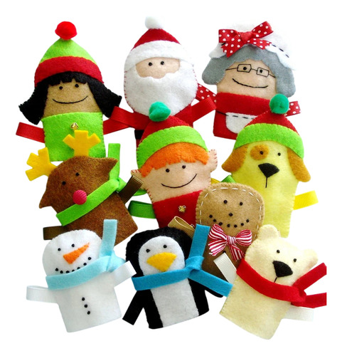 Titeres De Dedo Navidad Pack 10 Unidades