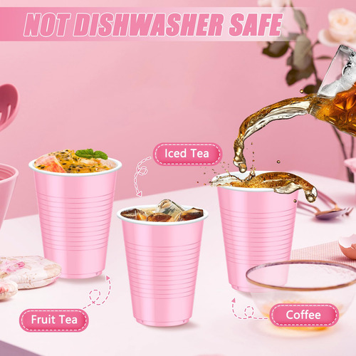 Paquete De 100 Vasos De Plástico Rosa 530 Ml Desechables