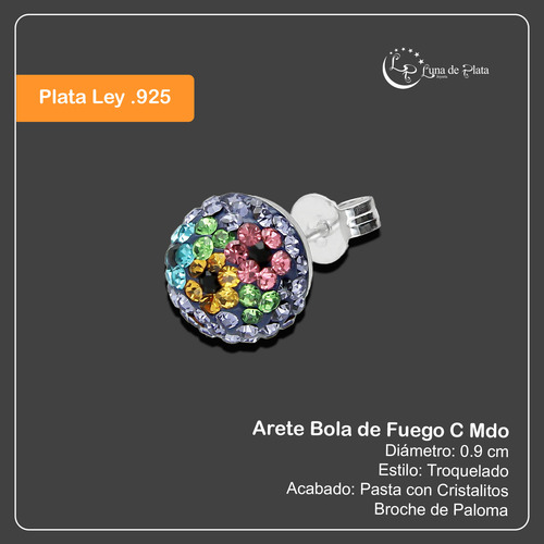 Arete Bola De Fuego C Mdo 9 Mm Plata .925 Taxco