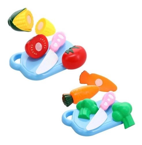 Frutas Y Verduras Juguetes Plásticos Set De 2 + 2 Tablas