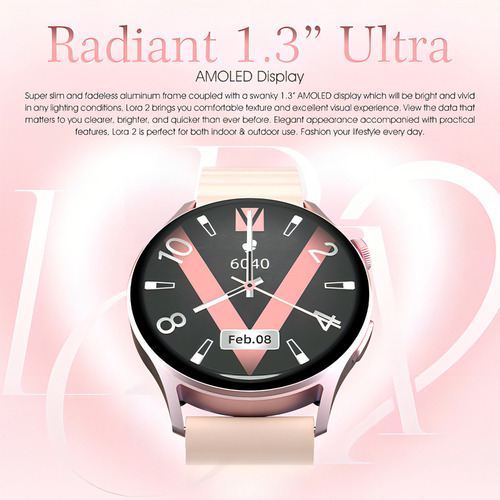 Smartwatch Kieslect Lora 2 Rosado 1.3 Con Llamadas 2 Correas