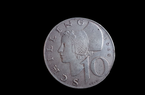 Moneda Austria 10 Schilling 1968 Plata 