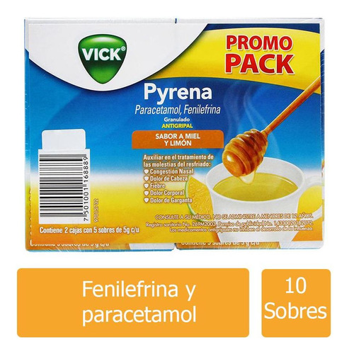 Vick Pyrena Miel-limón Con 10 Sobres De 5 G