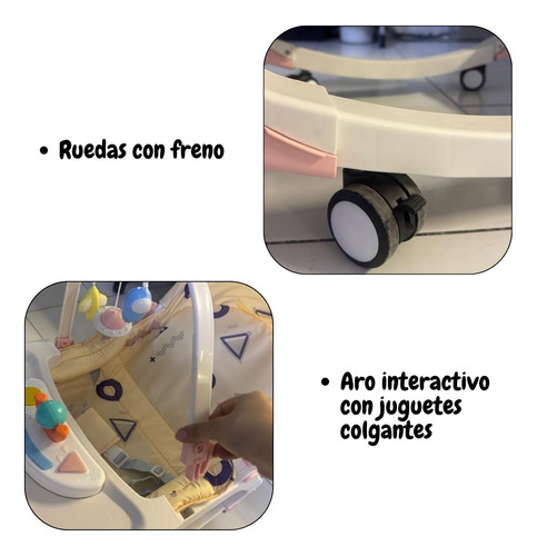 Silla Mecedora Ajustable 3en1 Bebes Interactiva Musical Rosa